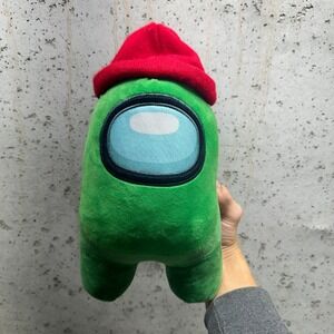 Among Us Green Plush with Red Hat Video Game Collectible‎ Toy
